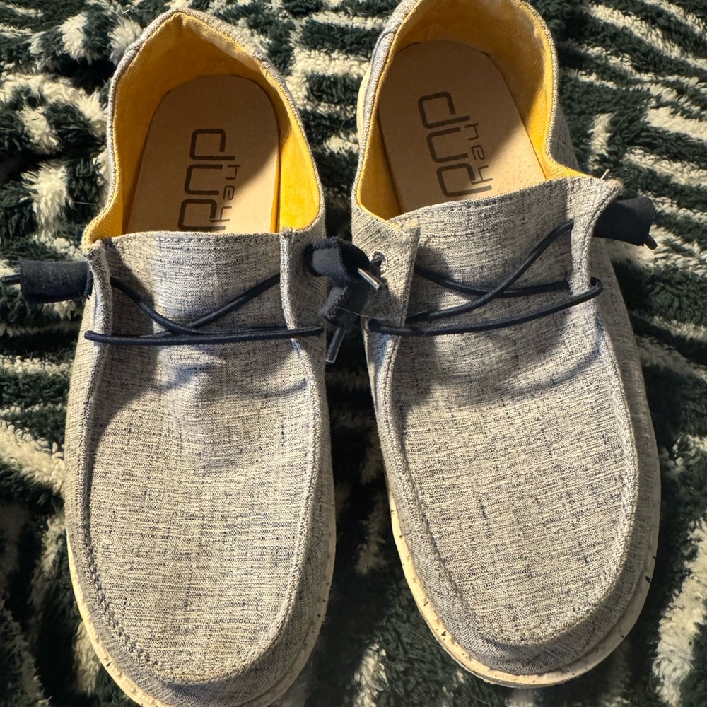 Hey Dude Gray and Yellow Sneakers Casual Slip-On